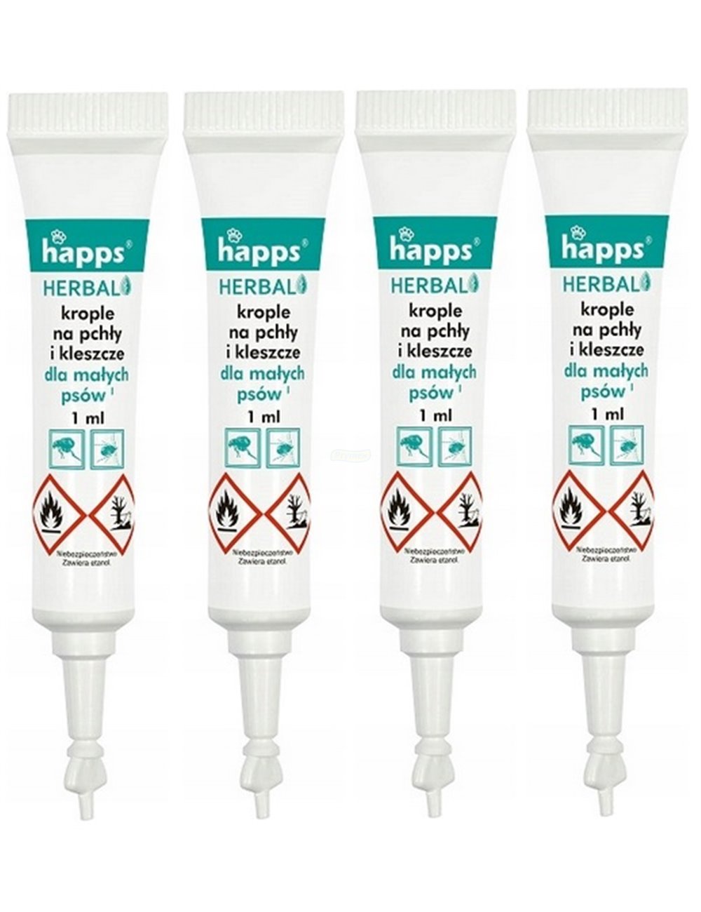 Happs Herbal Spot-On Krople na Pchły i Kleszcze dla Małych Psów 5-10 kg Herbal (4x1 ml)